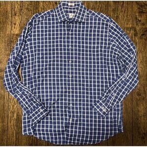 Peter Millar Shirt Mens Large Gray Plaid Italian Flannel Long Sleeve Button Up